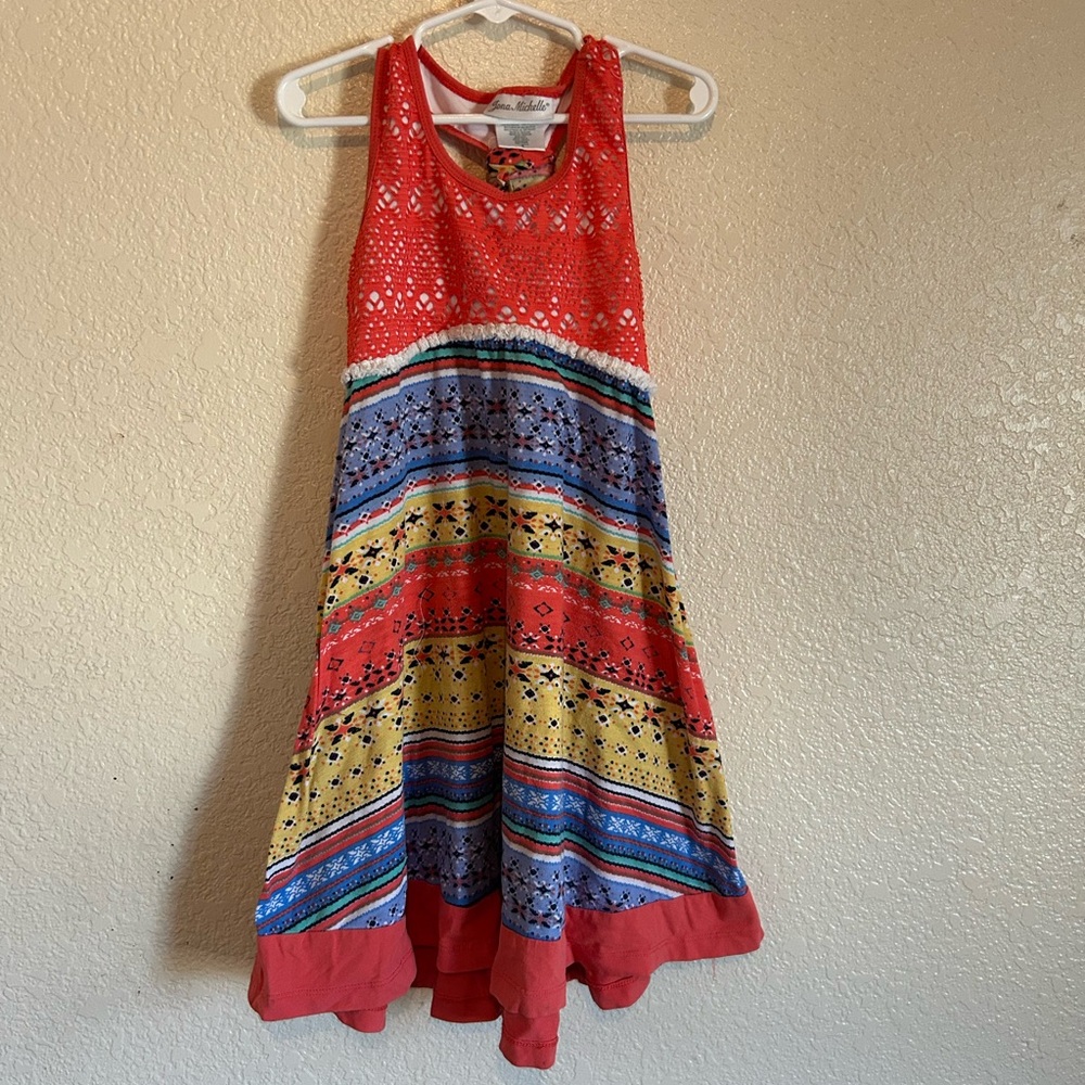 Jona Michelle Red and Blue Halter Sundress